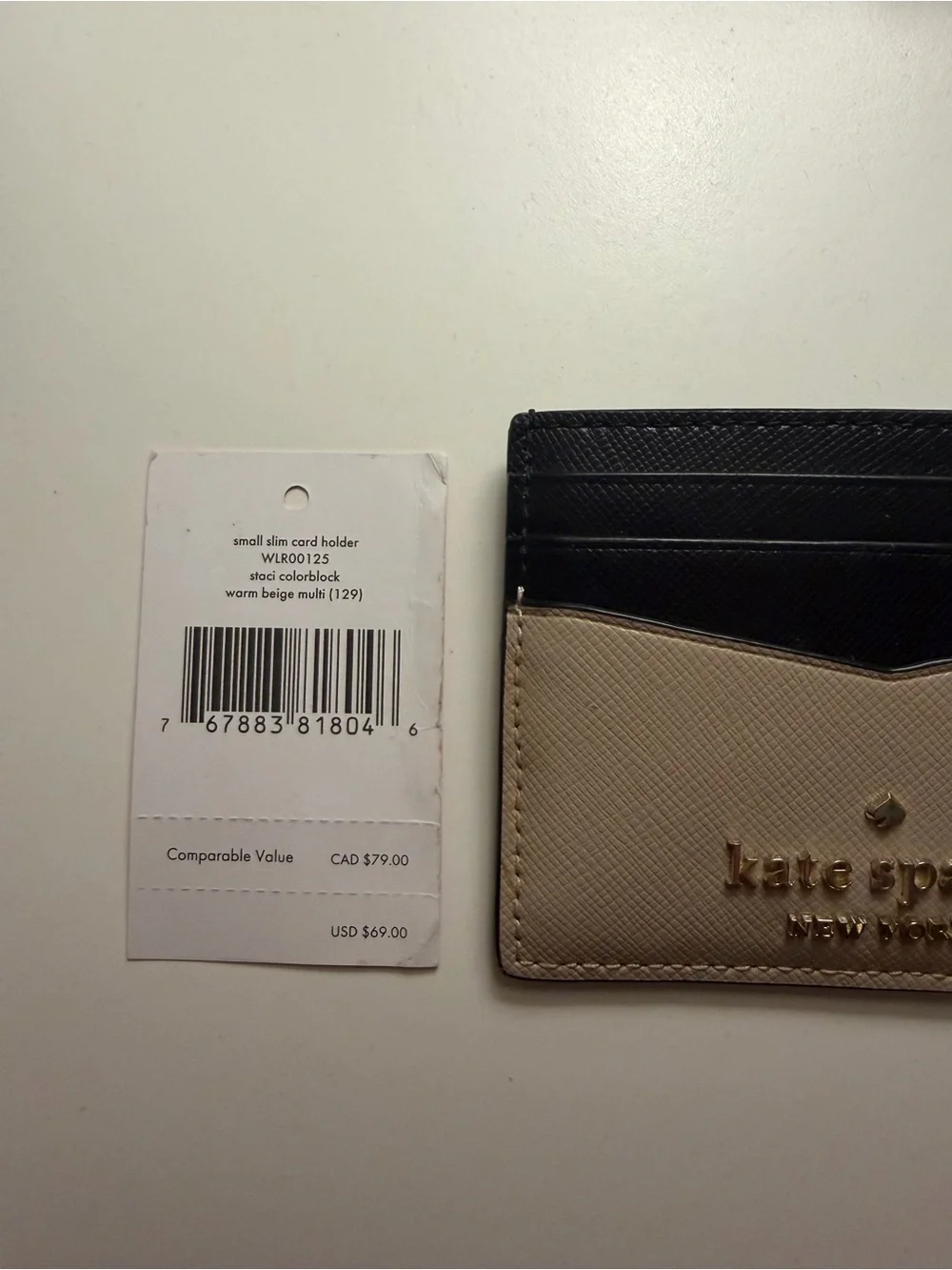 kate spade Two-Tone Black and Cream Card Slot Holder